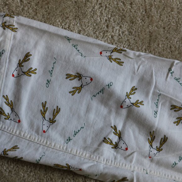 J. Crew Factory White Pajama Pants with Reindeer Print - Picture 2 of 5